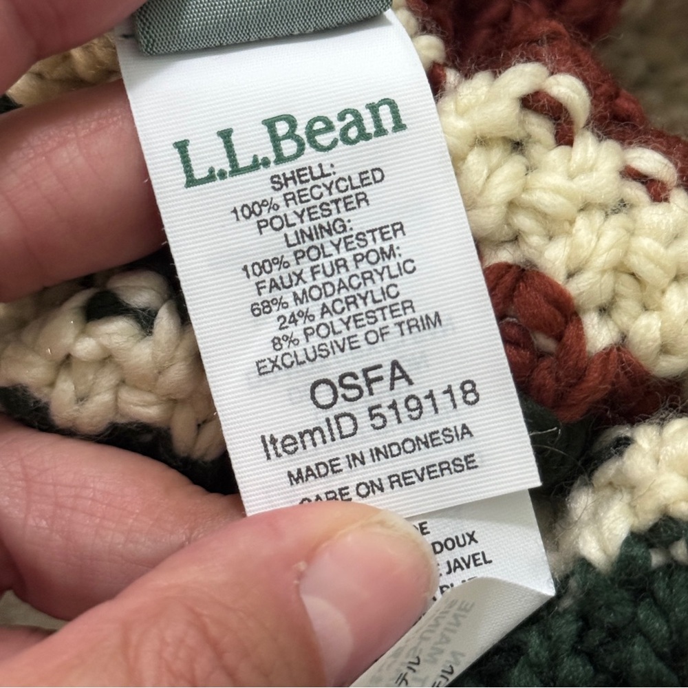 L.L. Bean ADULT ONE SIZE Striped Colorblock Knit Beanie Hat - Picture 7 of 9